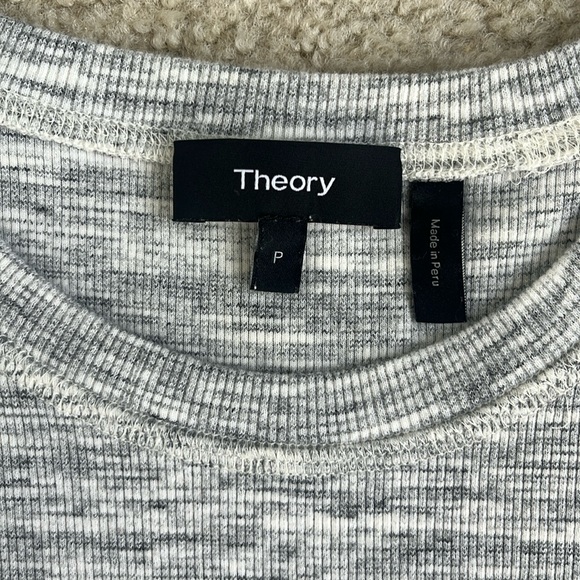 Theory Heather Grey Casual Cotton Mini Dress in Small Petite - Picture 3 of 4